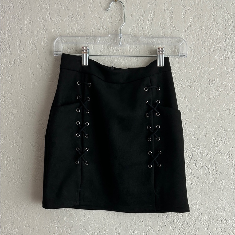 Amazon Black Lace-Up Mini Skirt